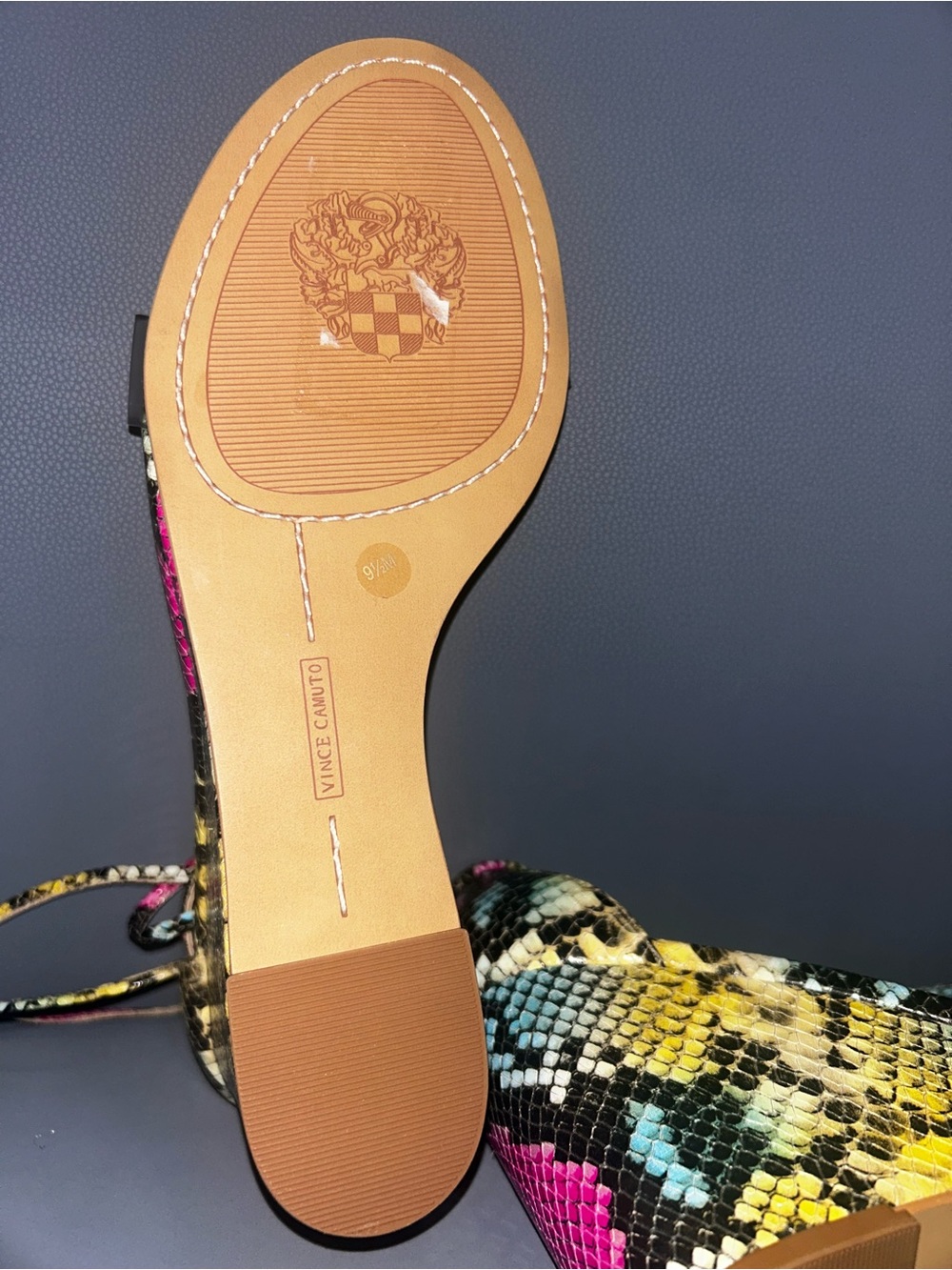 Vince Camuto Multicolor Snake-Print Wedge Sandals with Clear Toe Strap - Picture 3 of 3